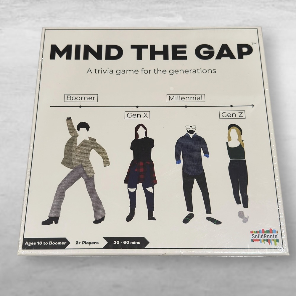 SolidRoots Mind The Gap Trivia Board Game Generations Boomer Gen X Millennial Z